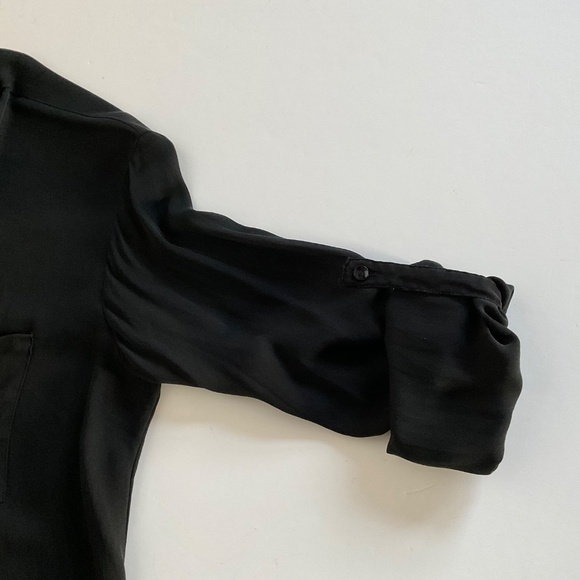 Chelsea Flower 100% Silk Button Up Blouse XS Black Open Back Sexy Night Out Y2K - Picture 12 of 13